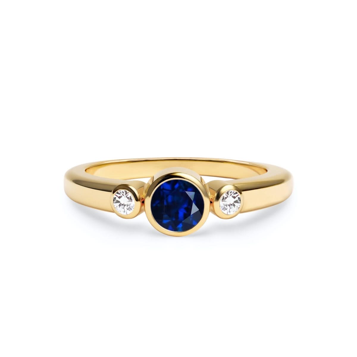 Barrington Sapphire Ring with Diamond Side Stones in 14k Gold (September)