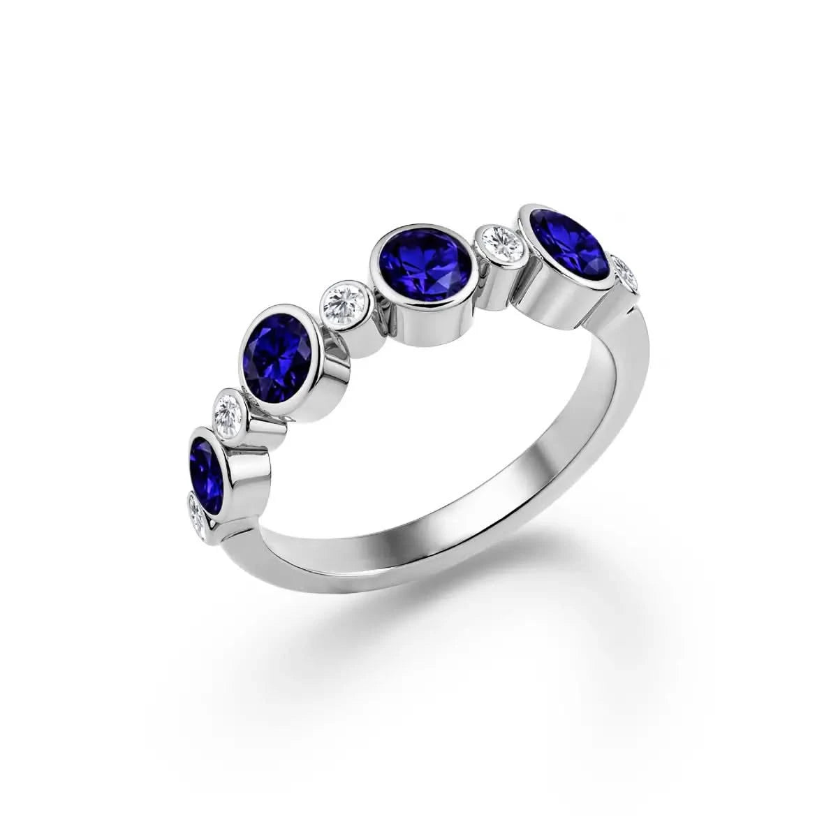 Barrington Sapphire Band Ring with Diamonds in 14k Gold (September)
