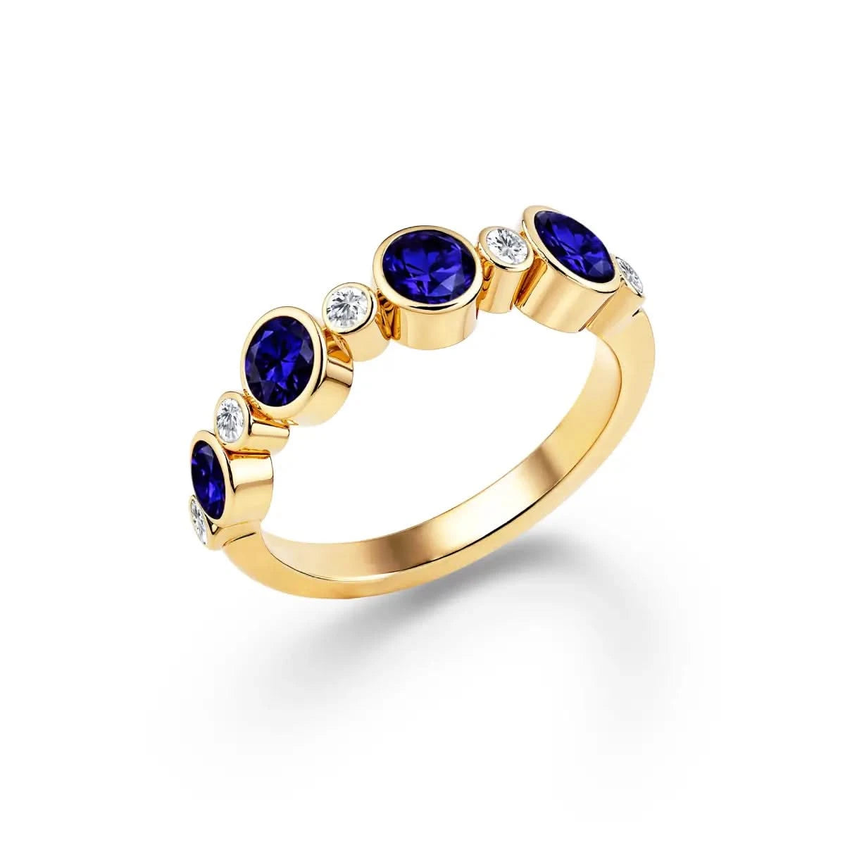 Barrington Sapphire Band Ring with Diamonds in 14k Gold (September)