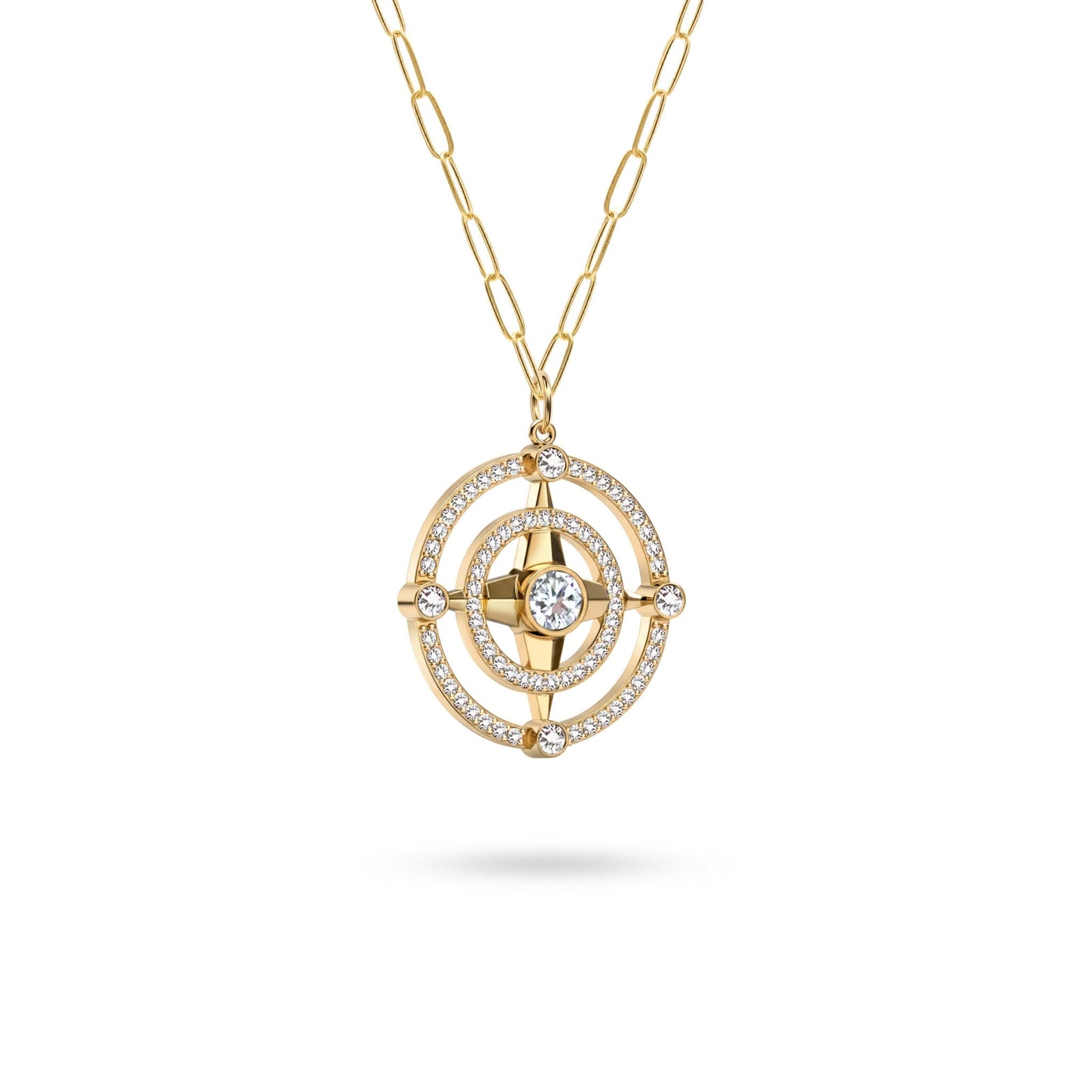 Compass Diamond Pendant in 14k Gold (April)