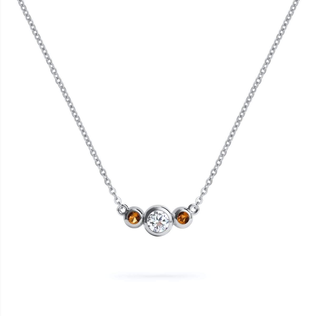 Barrington Diamond Necklace with Citrine Side Stones (November)