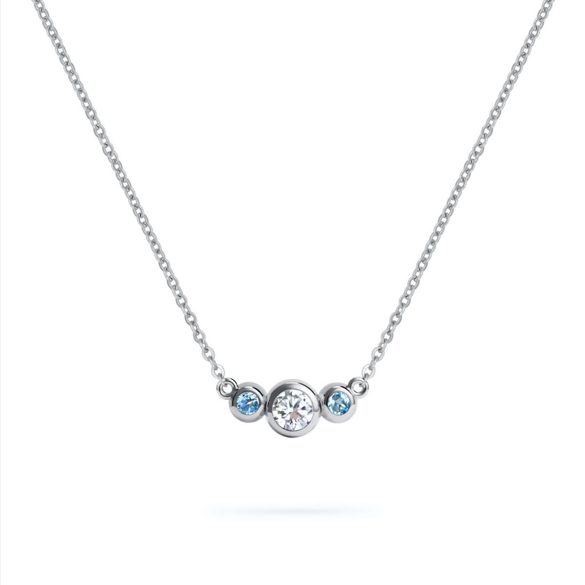 Barrington Diamond Necklace with Nantucket Blue Topaz Side Stones (December)