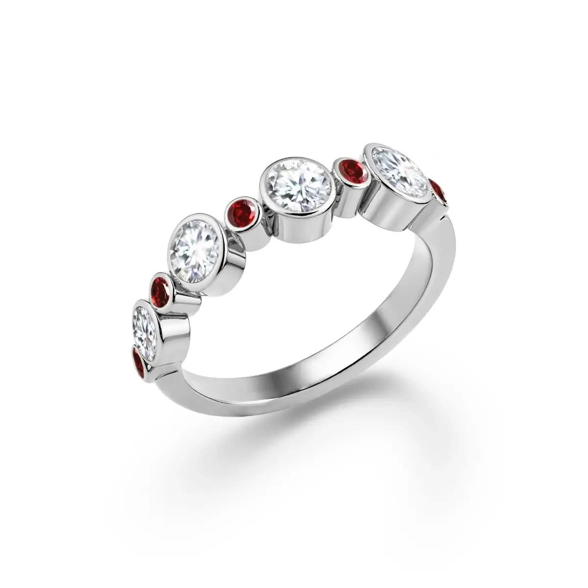 Barrington Diamond Band Ring with Garnets in 14k Gold (January)