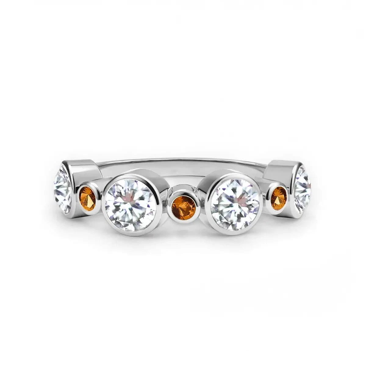 Barrington Diamond Band Ring with Citrines in 14k Gold (November)