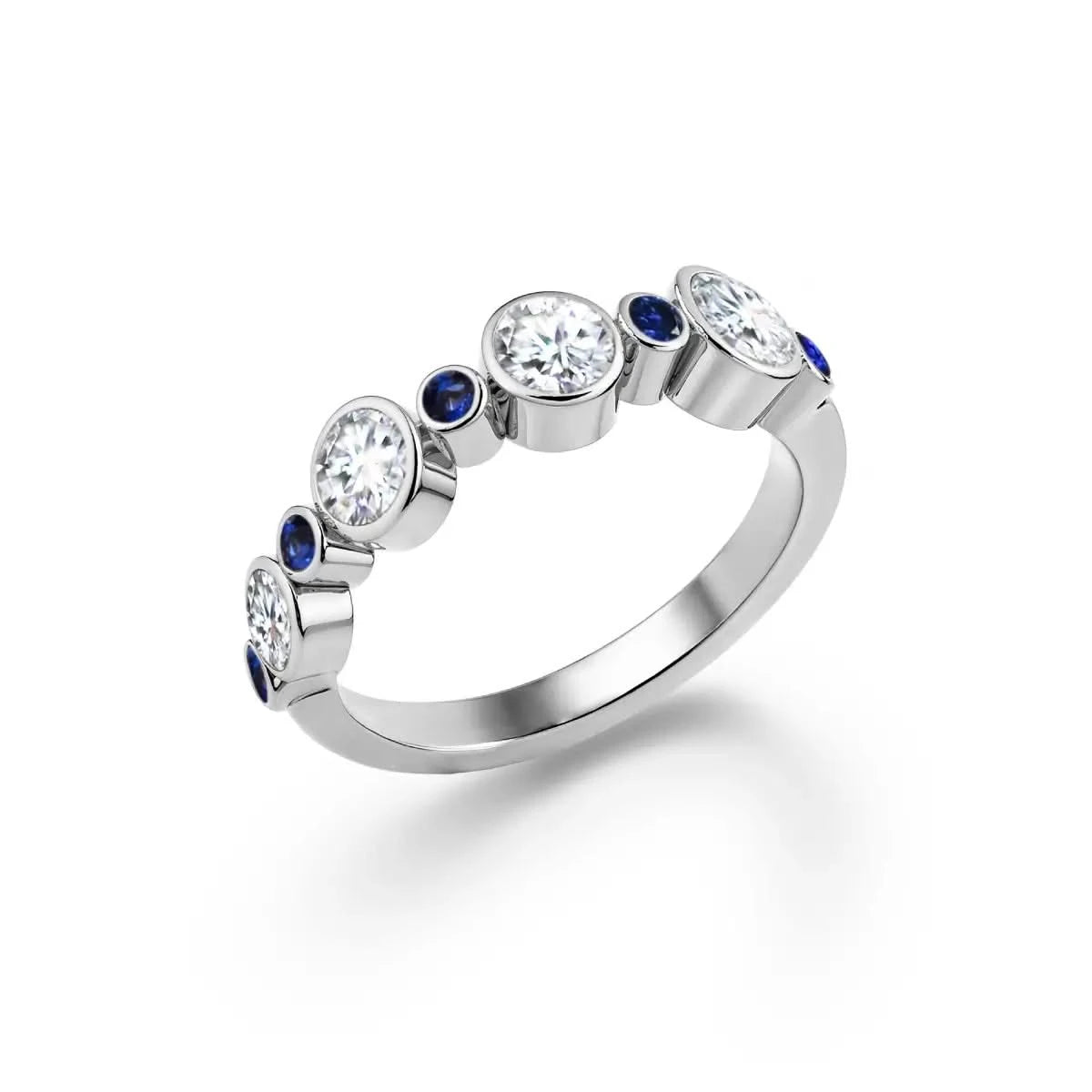 Barrington Diamond Band Ring with Sapphires in 14k Gold (September)