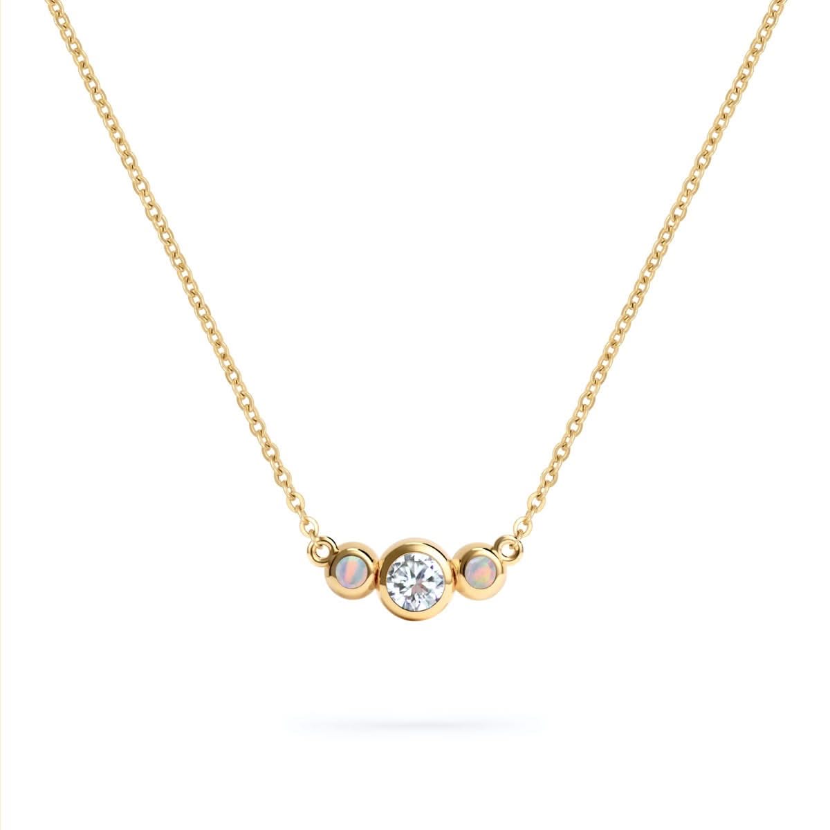 Barrington Diamond Necklace with Opal Side Stones (October)