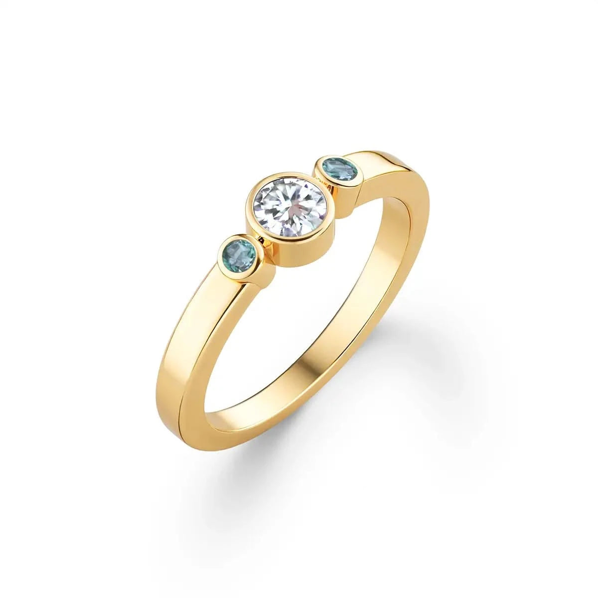 Barrington Diamond Ring with Alexandrite Side Stones in 14k Gold (June)