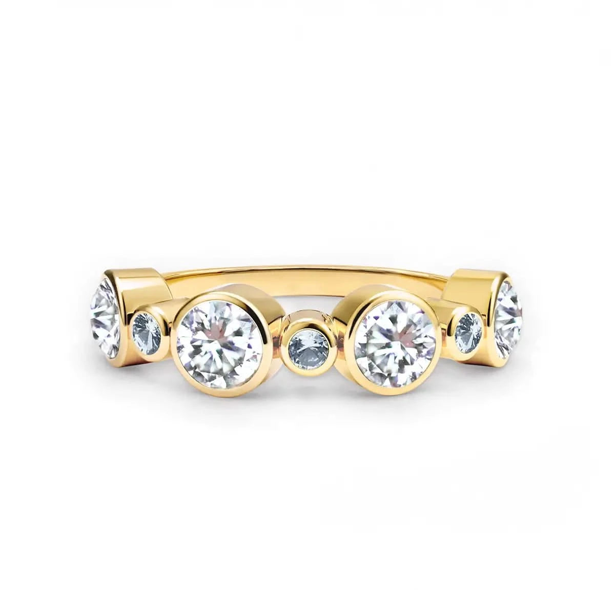 Barrington Diamond Band Ring with Aquamarines in 14k Gold (March)