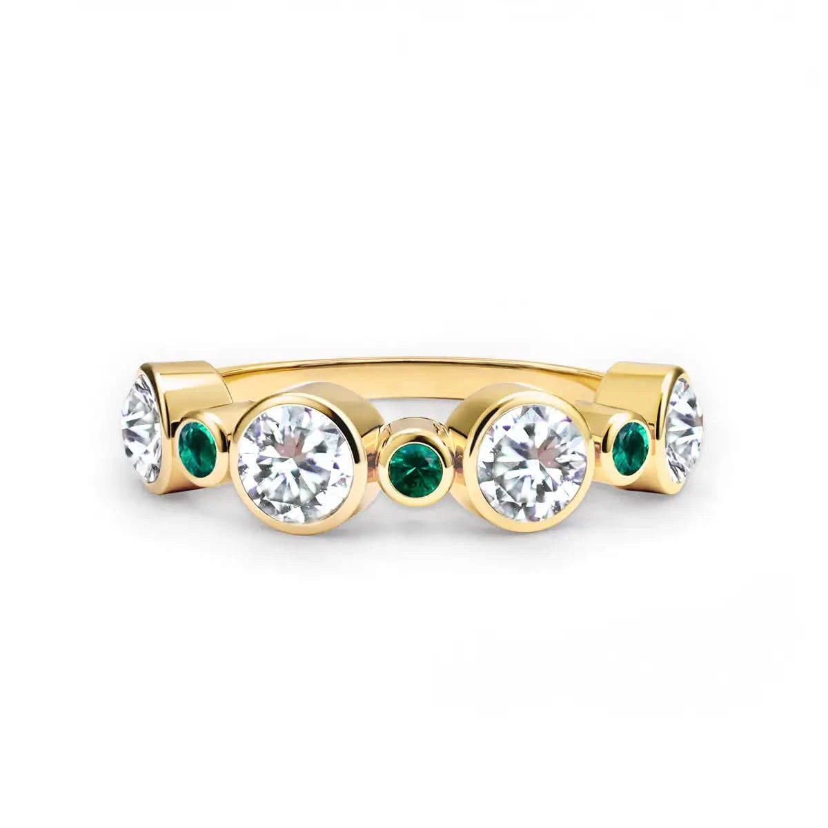 Barrington Diamond Band Ring with Emeralds in 14k Gold (May)