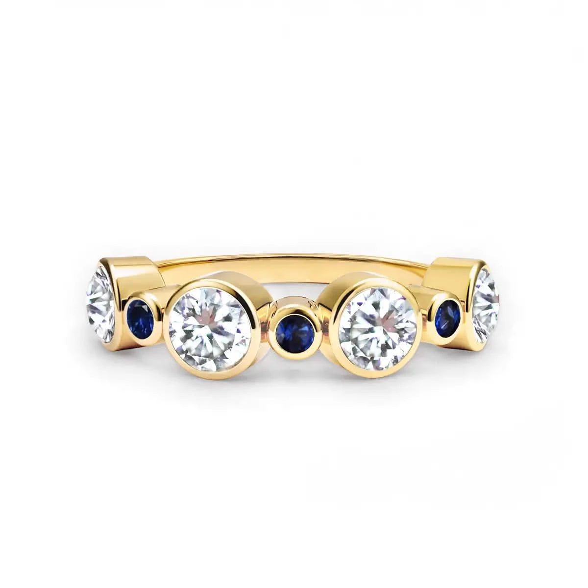 Barrington Diamond Band Ring with Sapphires in 14k Gold (September)