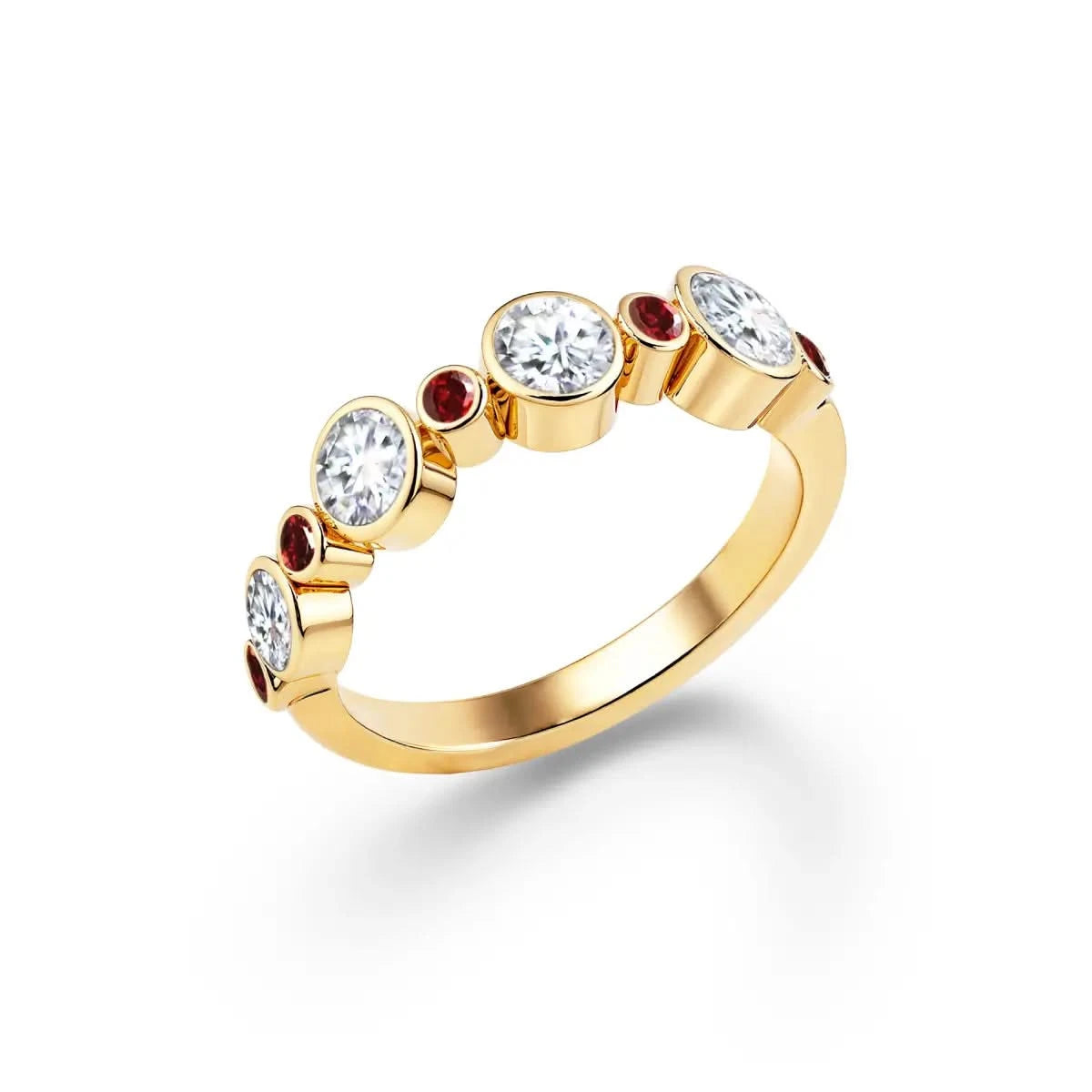 Barrington Diamond Band Ring with Garnets in 14k Gold (January)