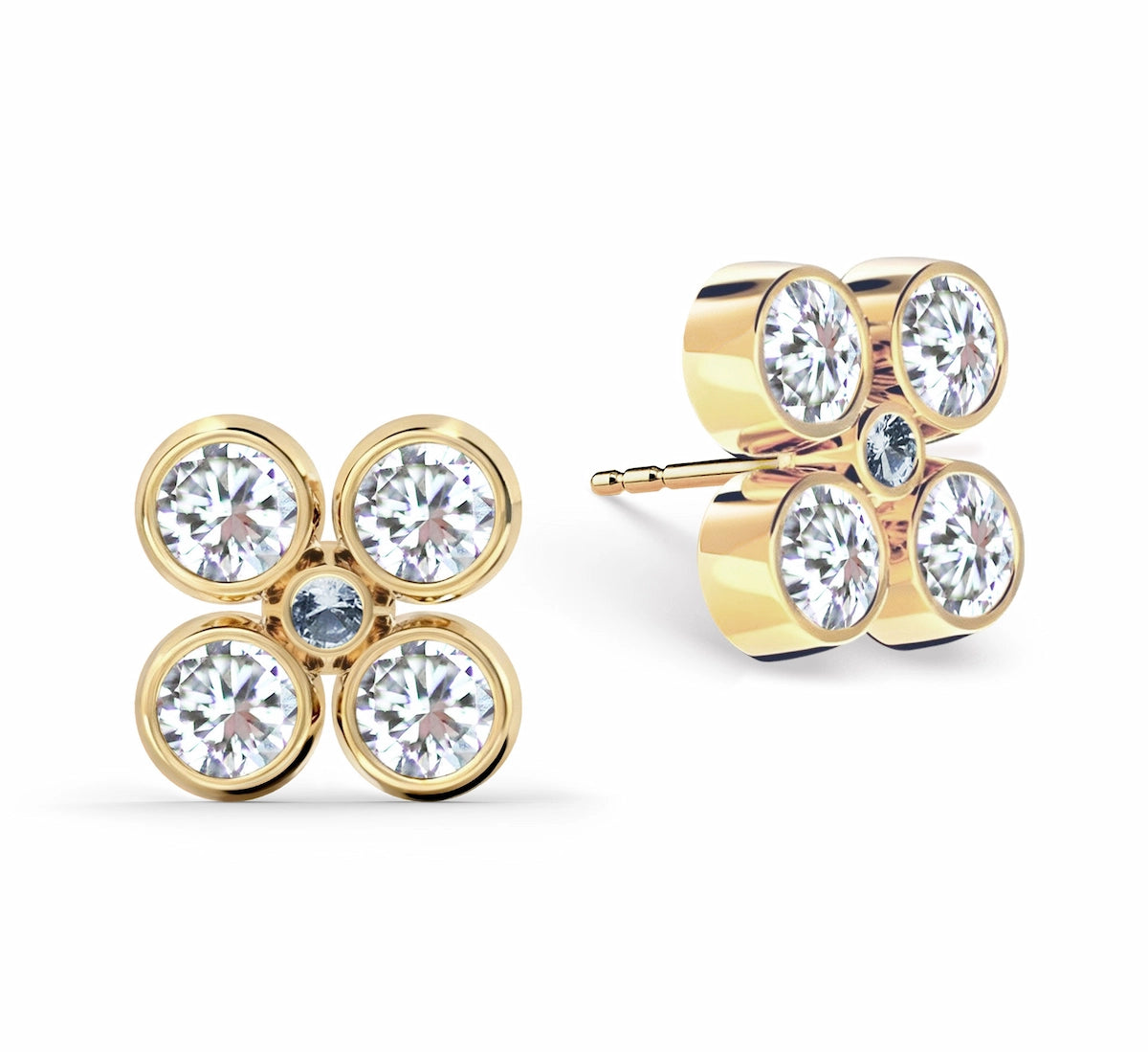 Barrington Quatrefoil Diamond & Aquamarine Earrings in 14k Gold (March)