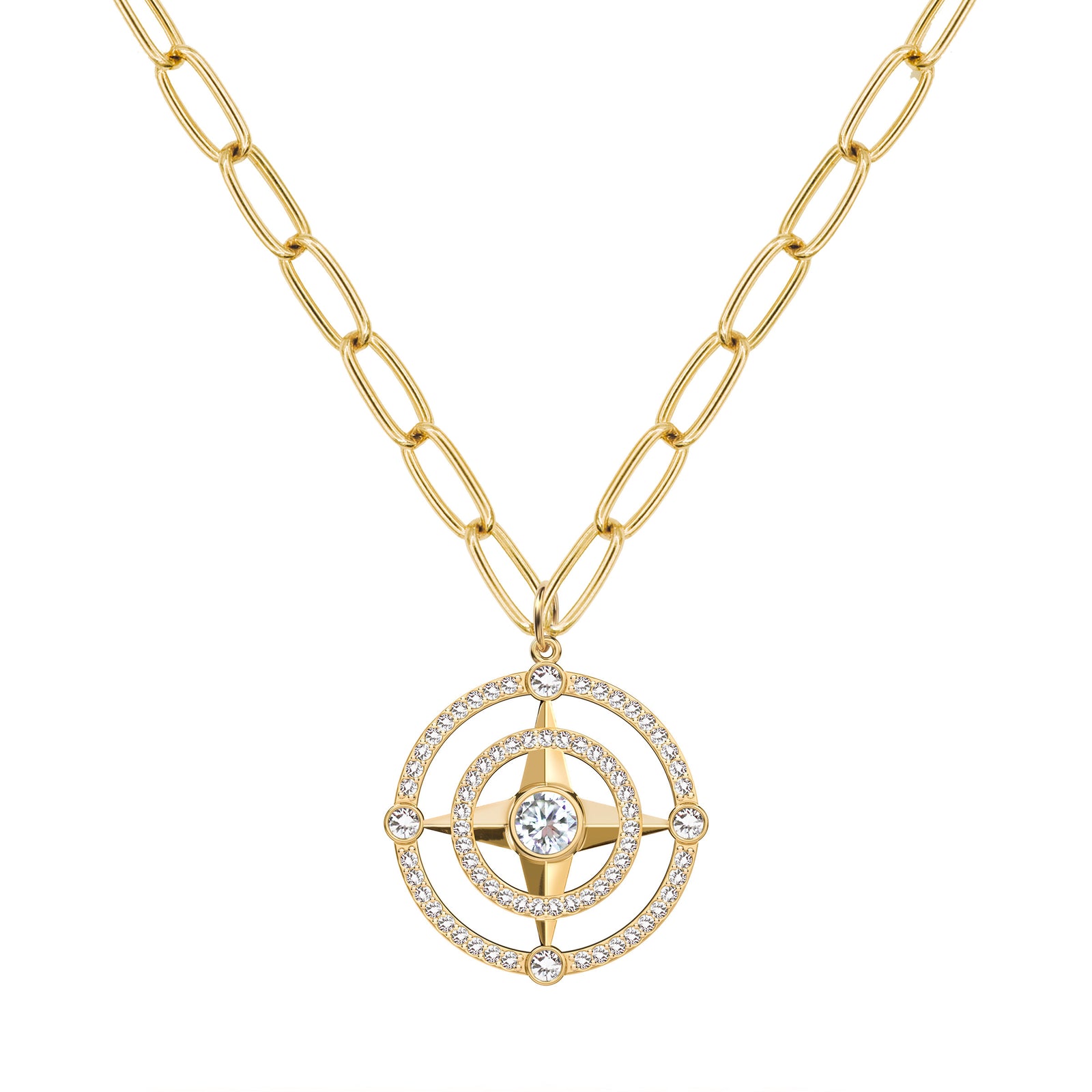 Compass Birthstone Pendant in 14k Gold