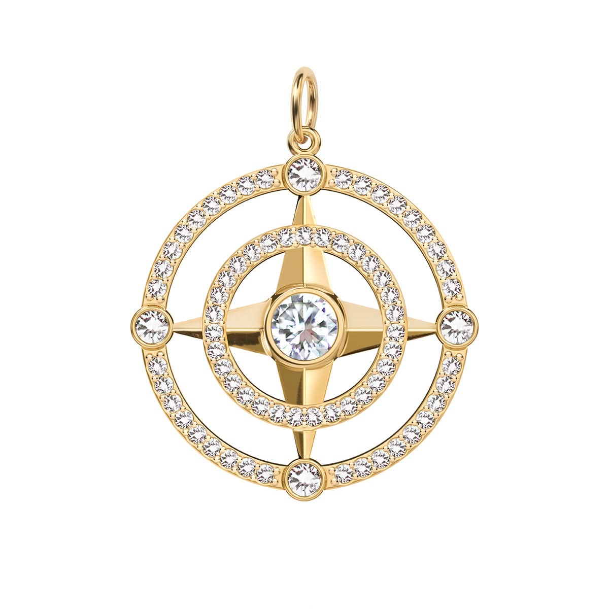 Compass Diamond Pendant in 14k Gold (April)