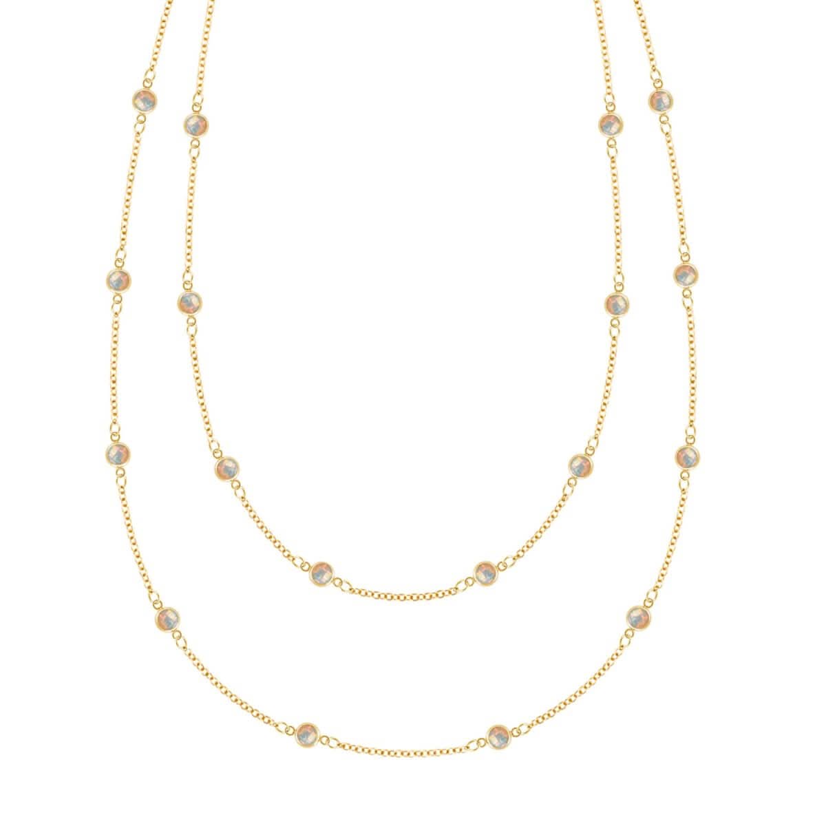 Bayberry Opal Long Necklace in 14k Gold (October)