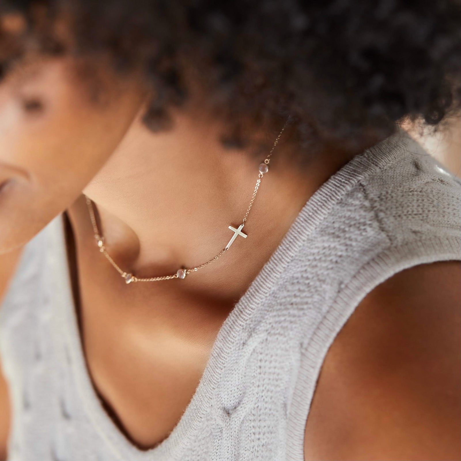 Bayberry Birthstone Cross Necklace in 14k Gold