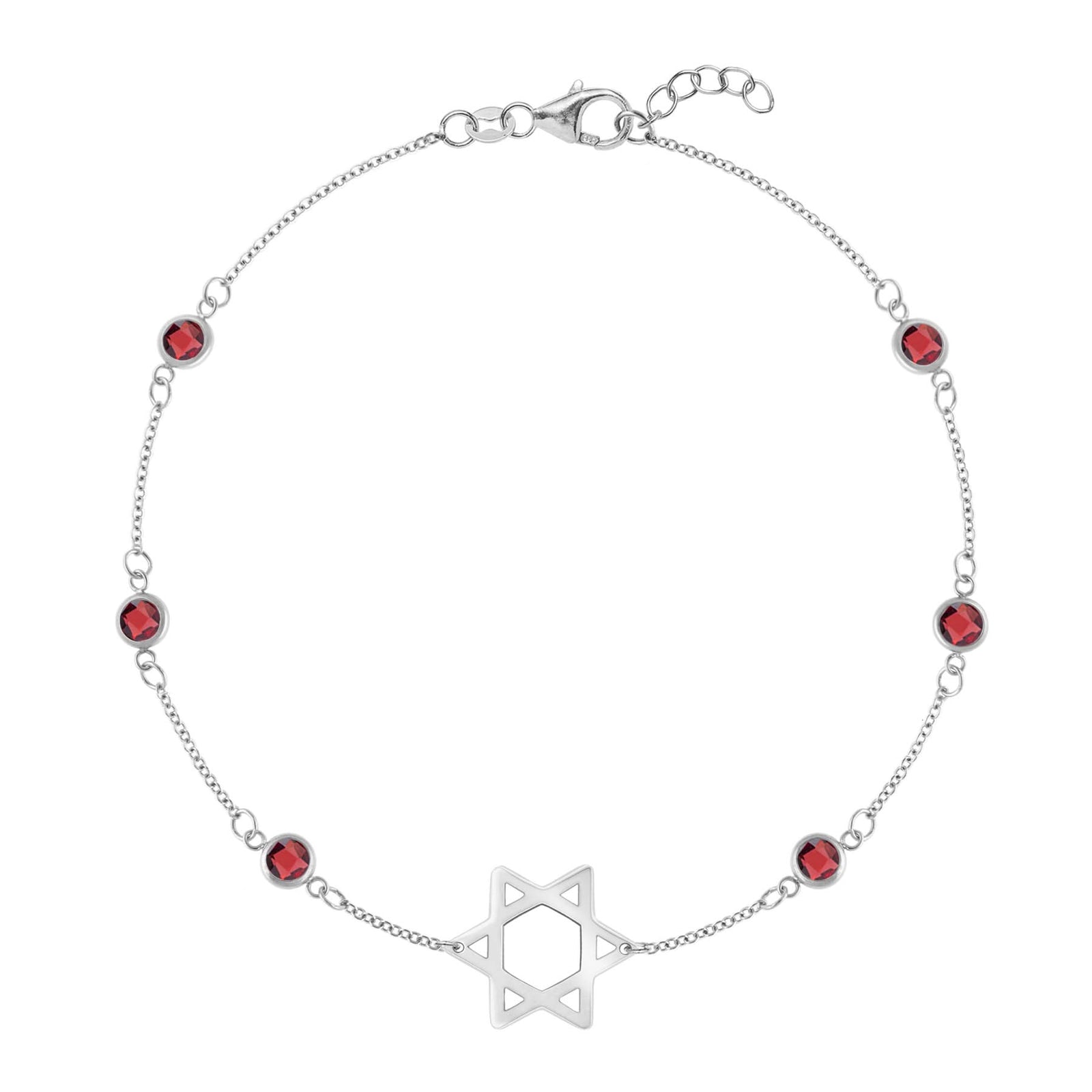 Bayberry Garnet Star of David Bracelet in 14k Gold (January)