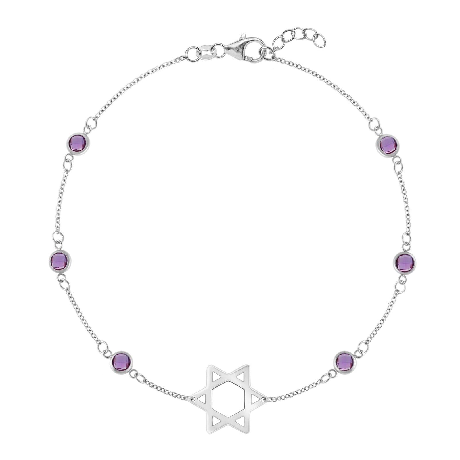 Bayberry Amethyst Star of David Bracelet in 14k Gold (February)