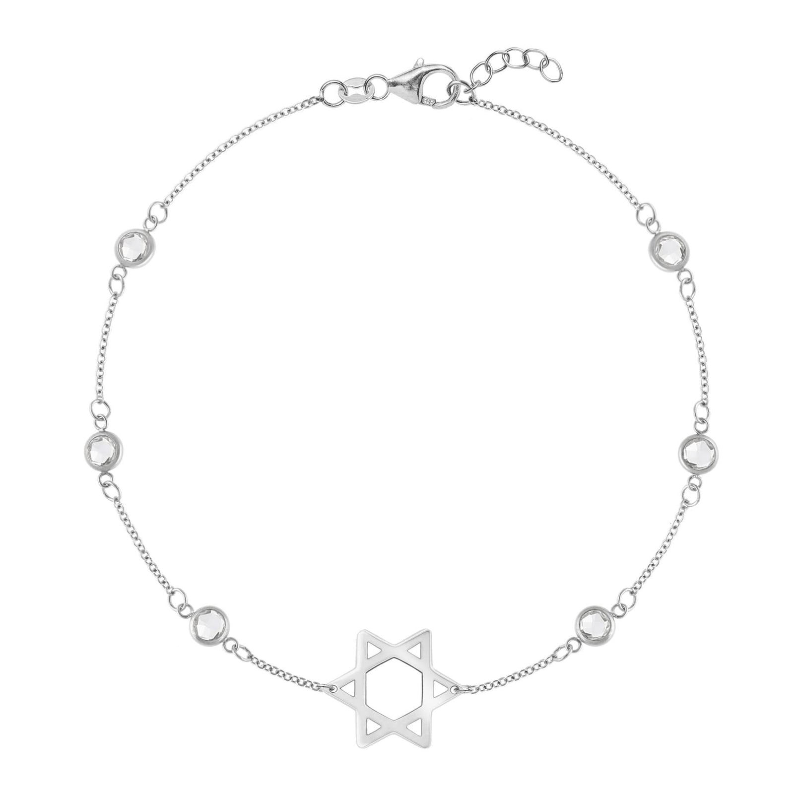 Bayberry White Topaz Star of David Bracelet in 14k Gold (April)