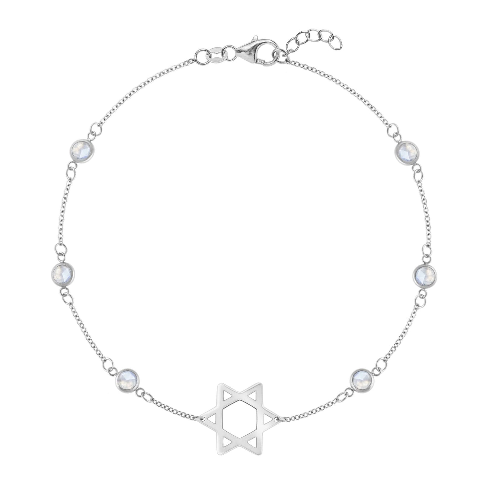 Bayberry Moonstone Star of David Bracelet in 14k Gold (June)