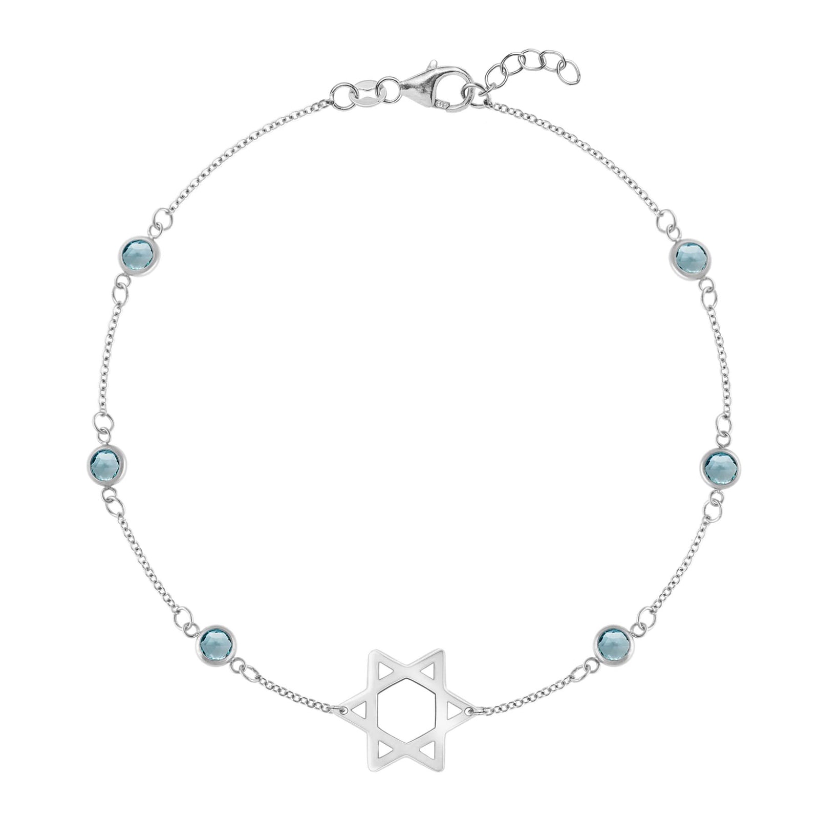 Bayberry Nantucket Blue Topaz Star of David Bracelet in 14k Gold (December)