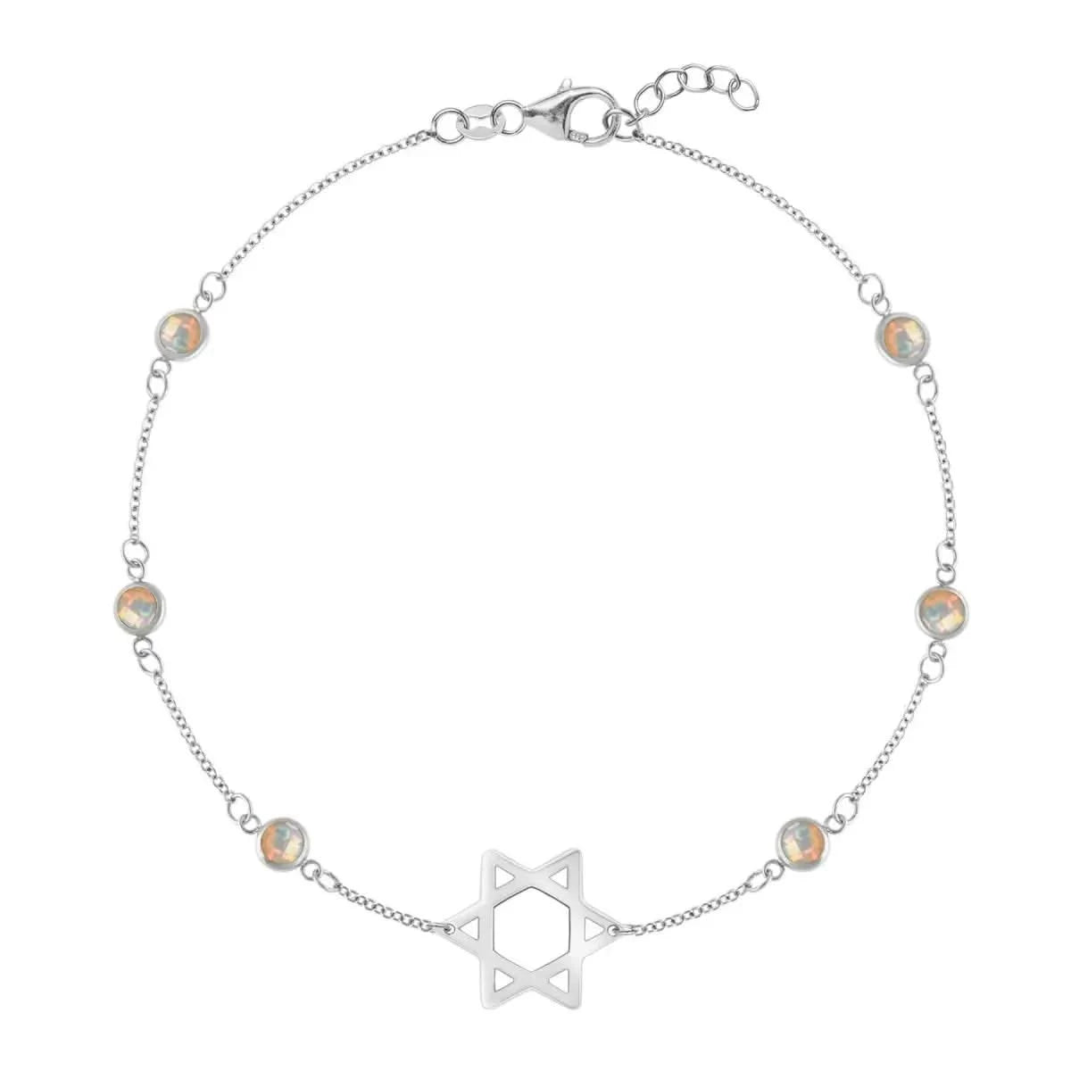 Bayberry Opal Star of David Bracelet in 14k Gold (October)