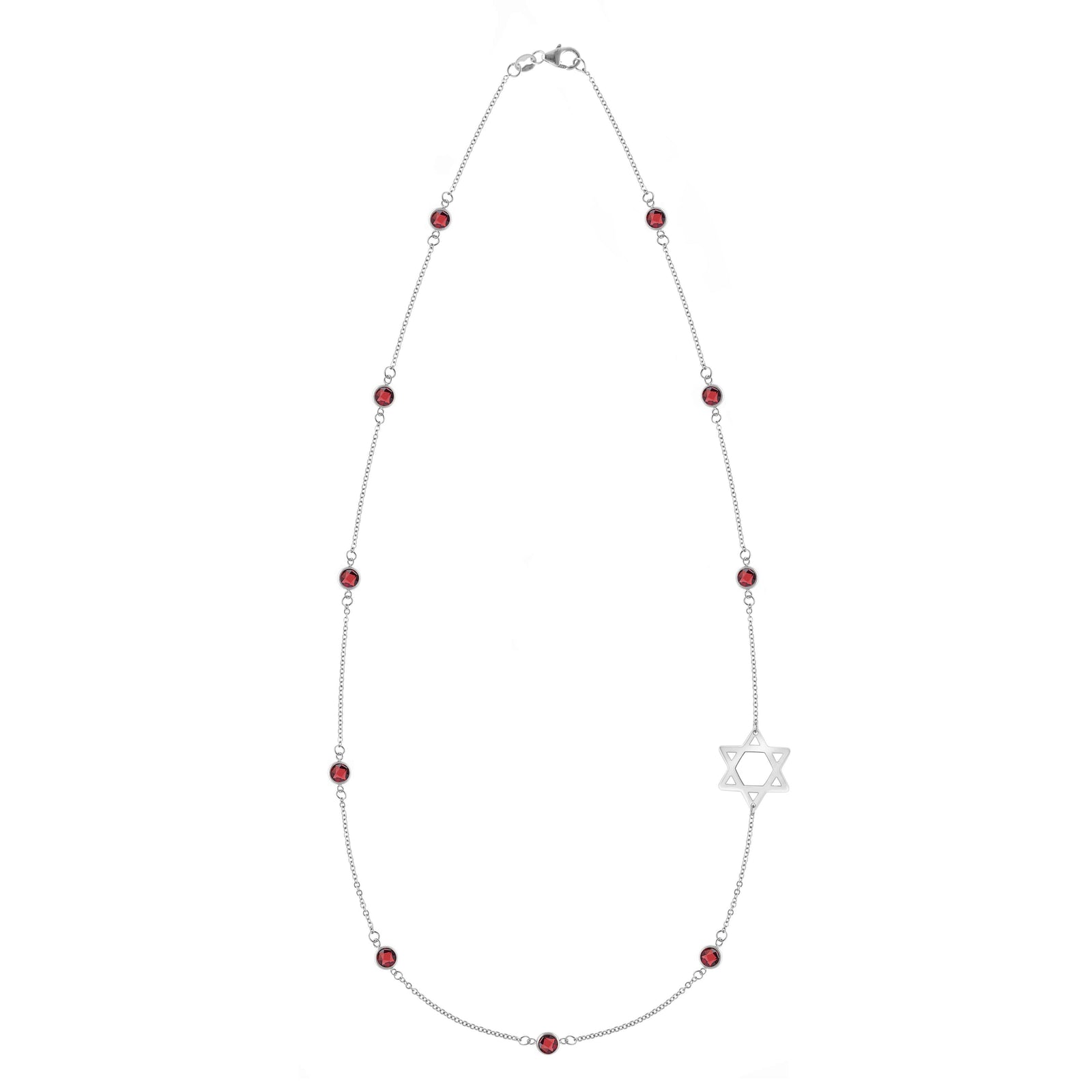 Bayberry Garnet Star of David Necklace in 14k Gold (January)