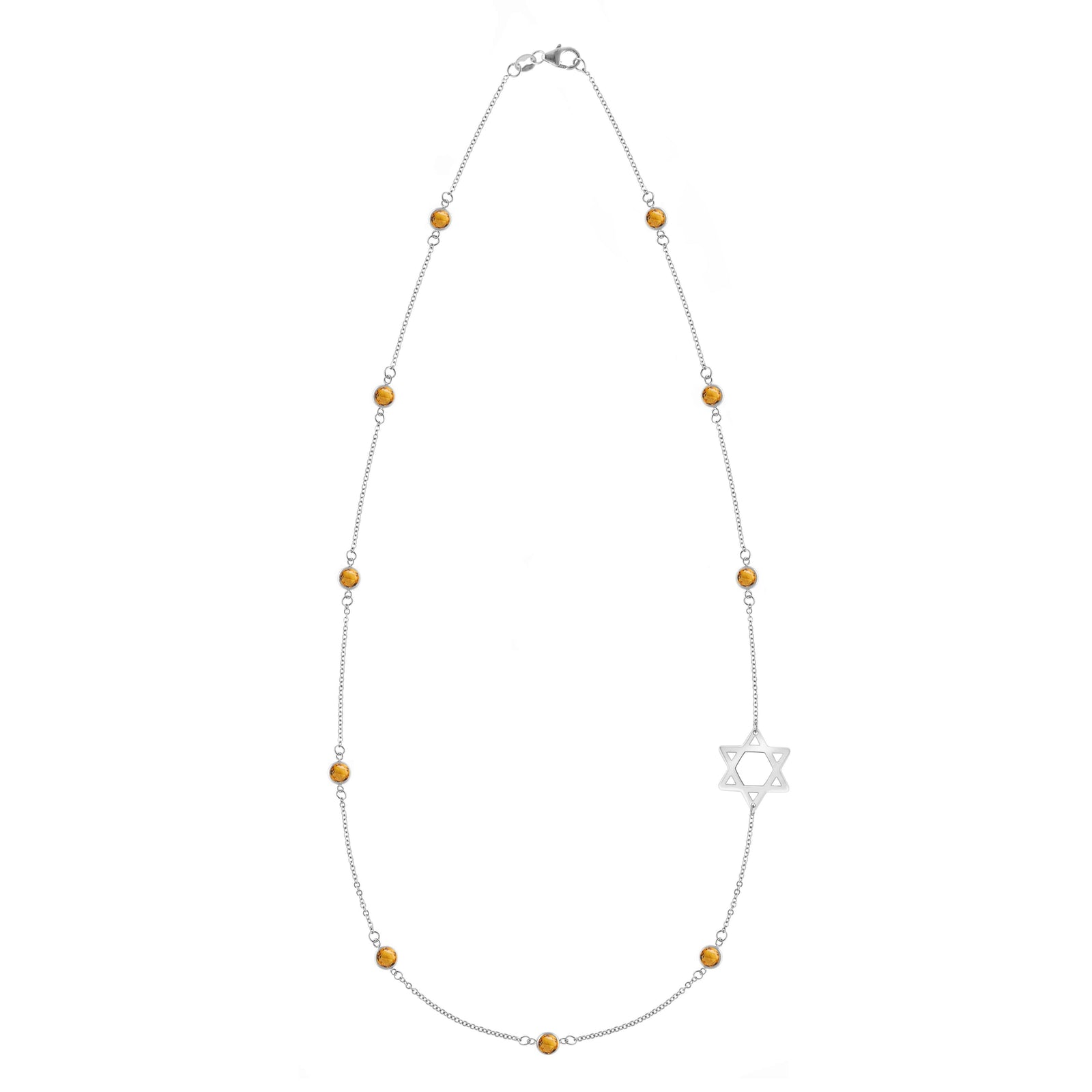 Bayberry Citrine Star of David Necklace in 14k Gold (November)