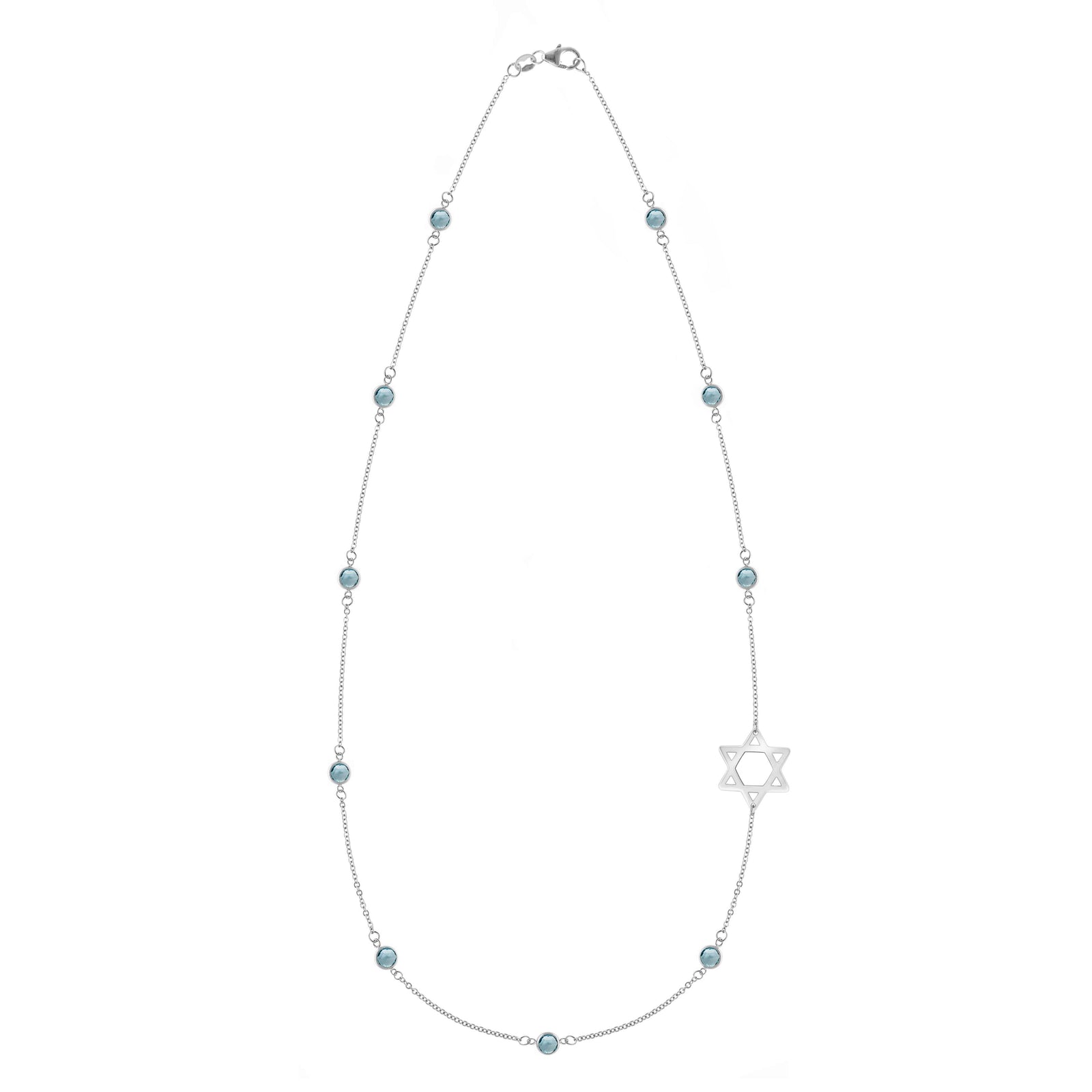 Bayberry Nantucket Blue Topaz Star of David Necklace in 14k Gold (December)