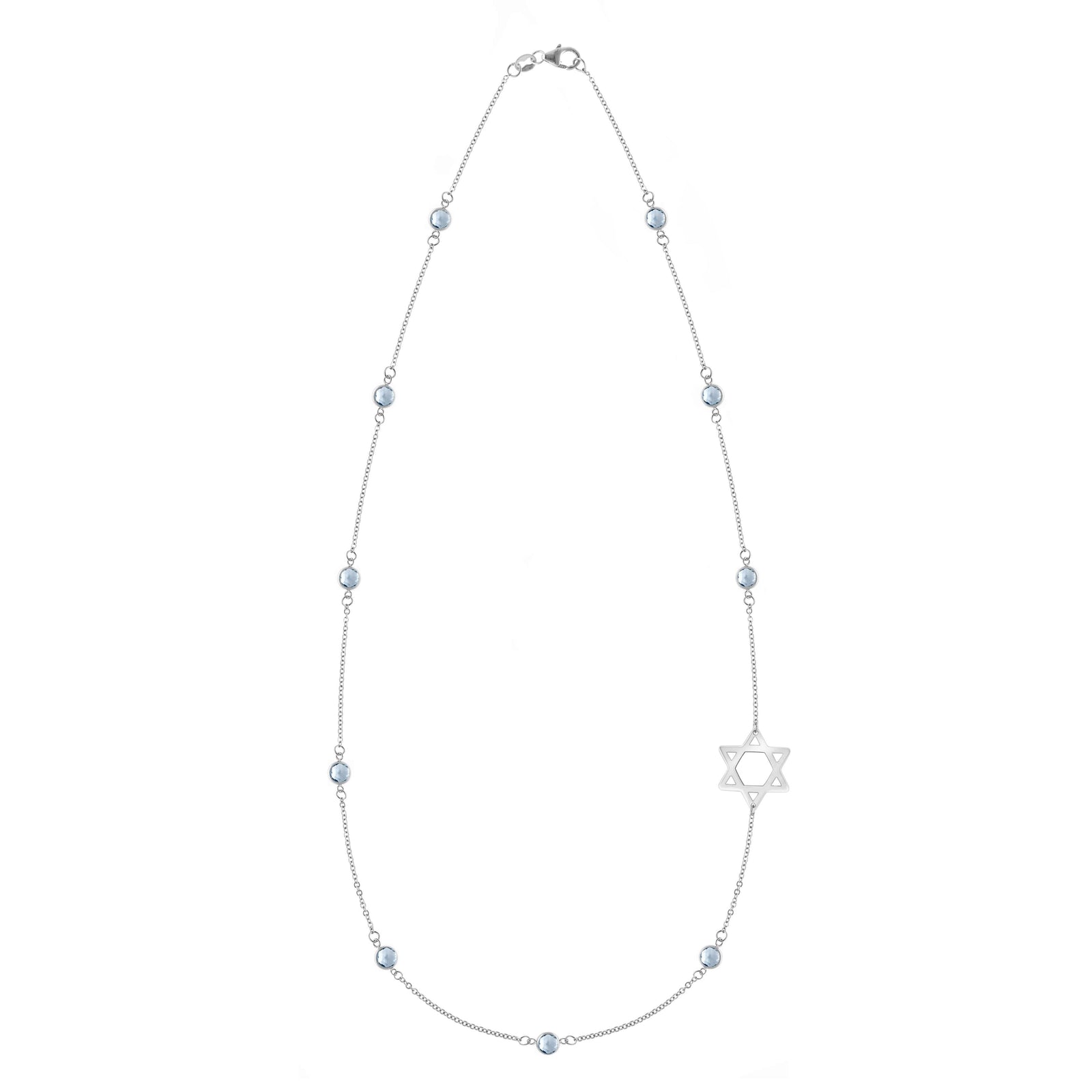 Bayberry Aquamarine Star of David Necklace in 14k Gold (March)