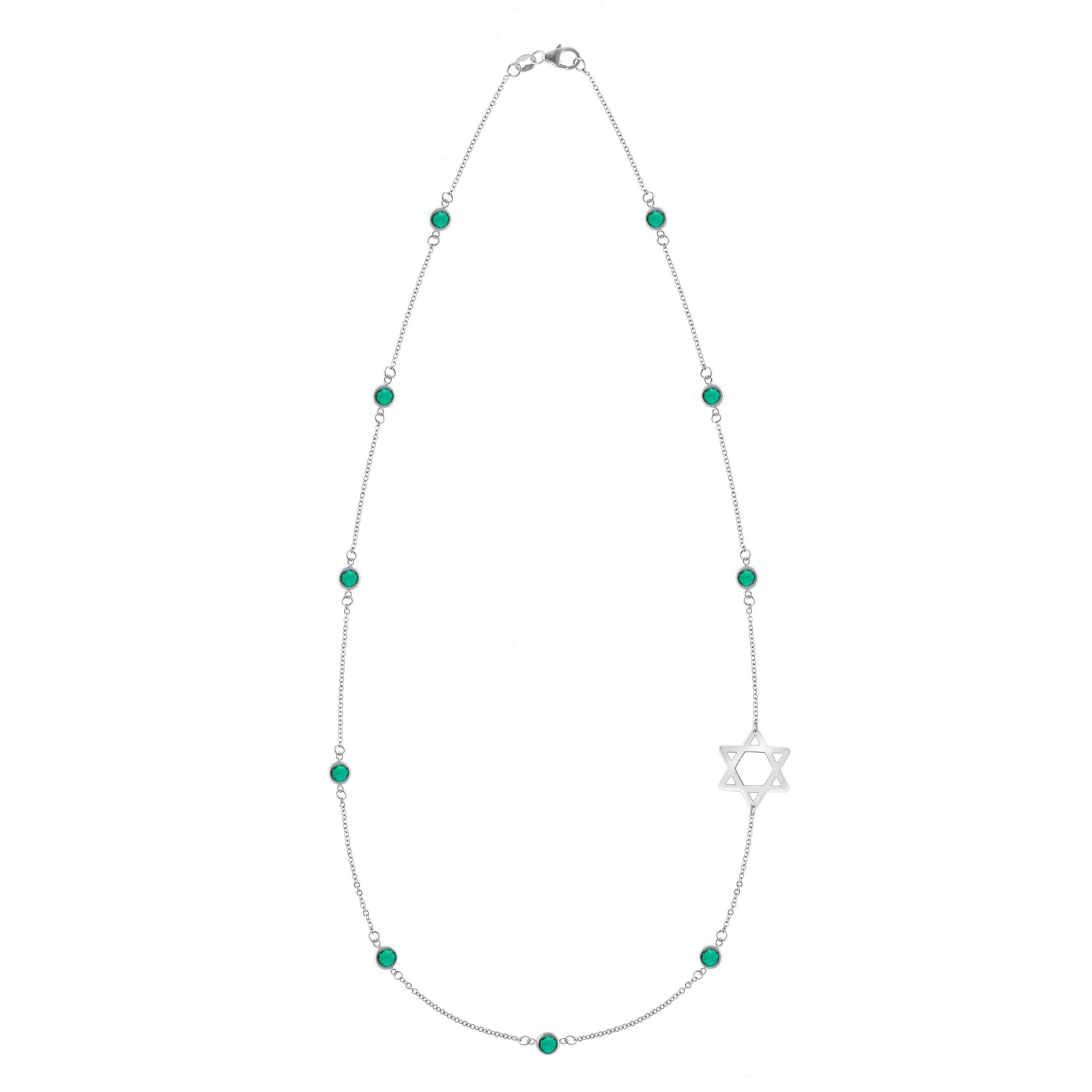 Bayberry Emerald Star of David Necklace in 14k Gold (May)