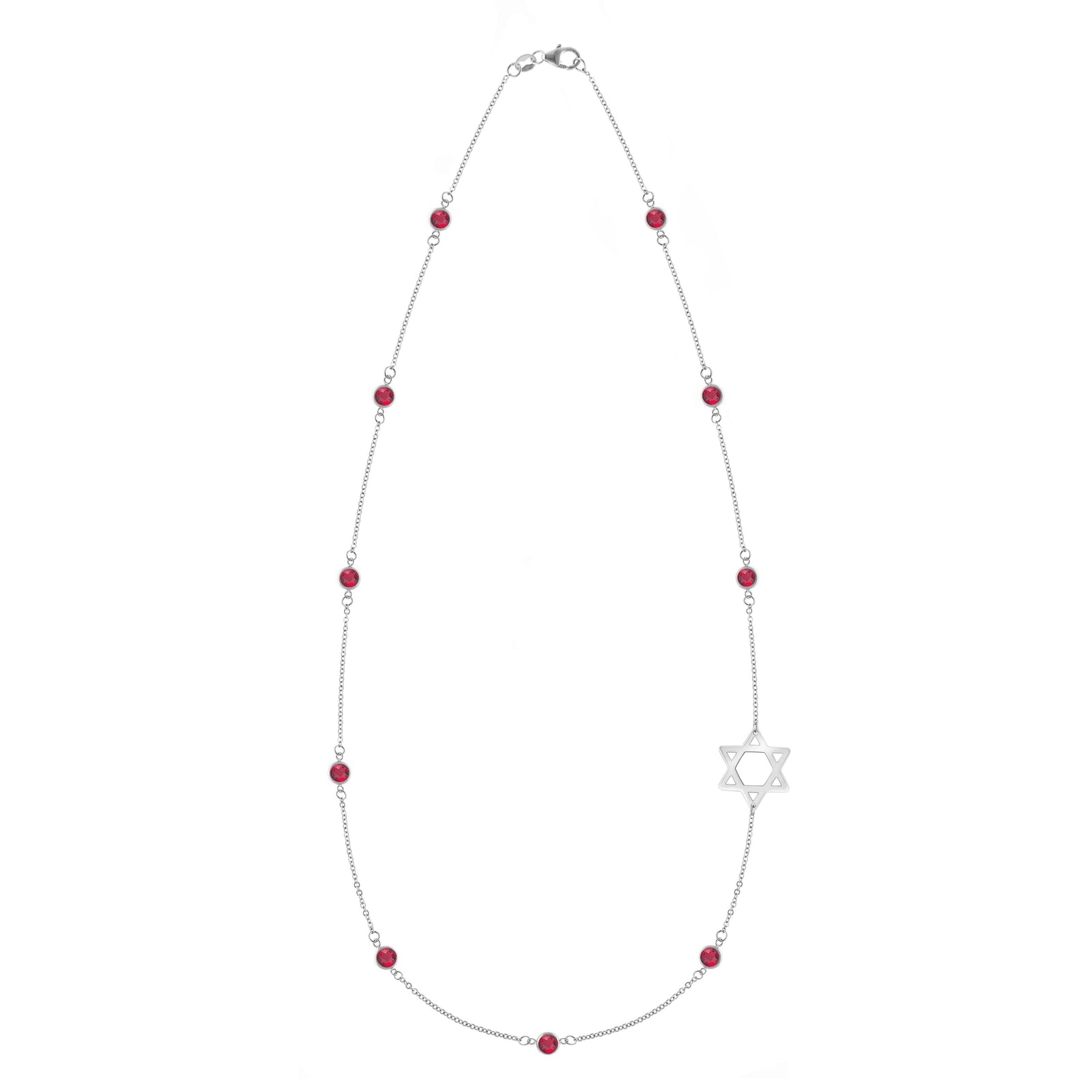 Bayberry Ruby Star of David Necklace in 14k Gold (July)
