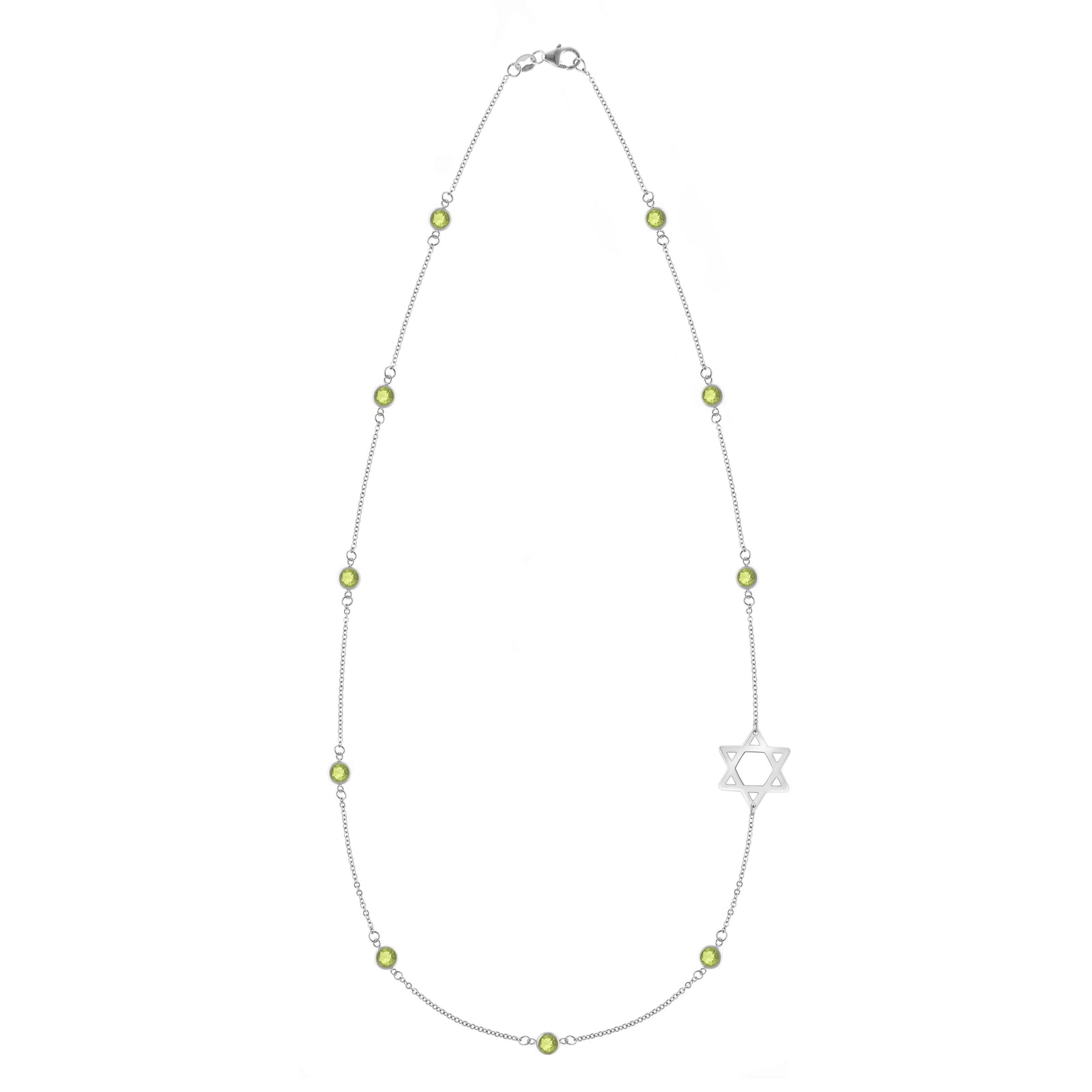 Bayberry Peridot Star of David Necklace in 14k Gold (August)