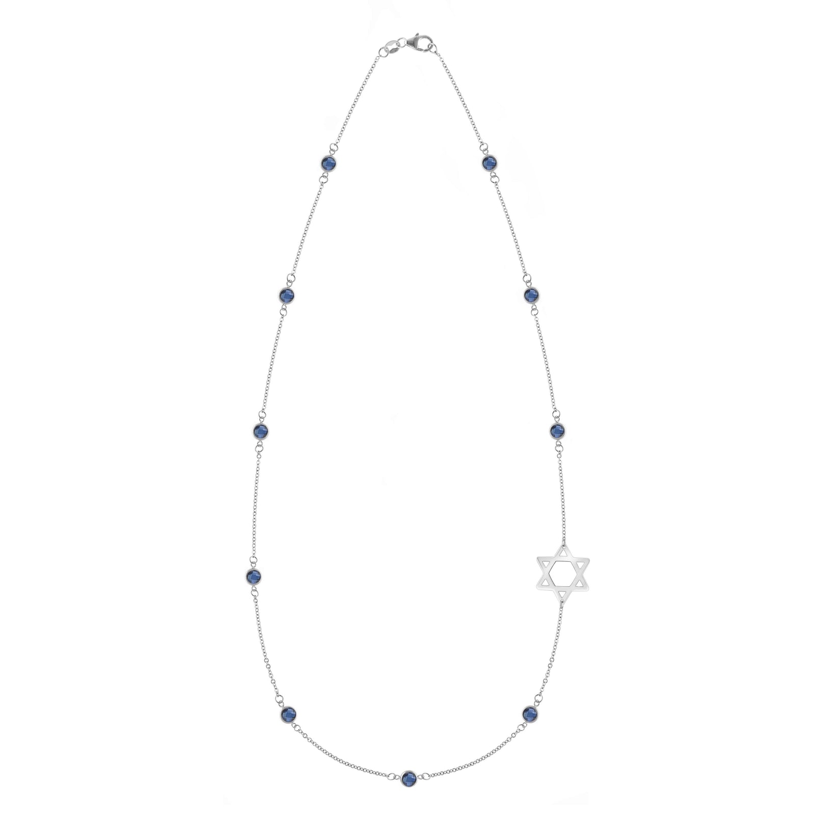 Bayberry Sapphire Star of David Necklace in 14k Gold (September)