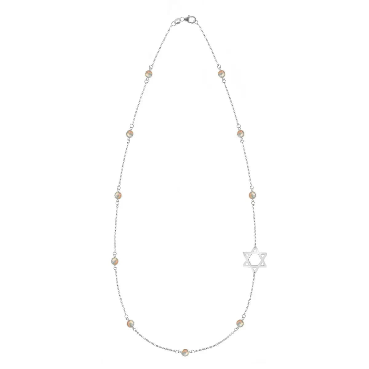 Bayberry Opal Star of David Necklace in 14k Gold (October)