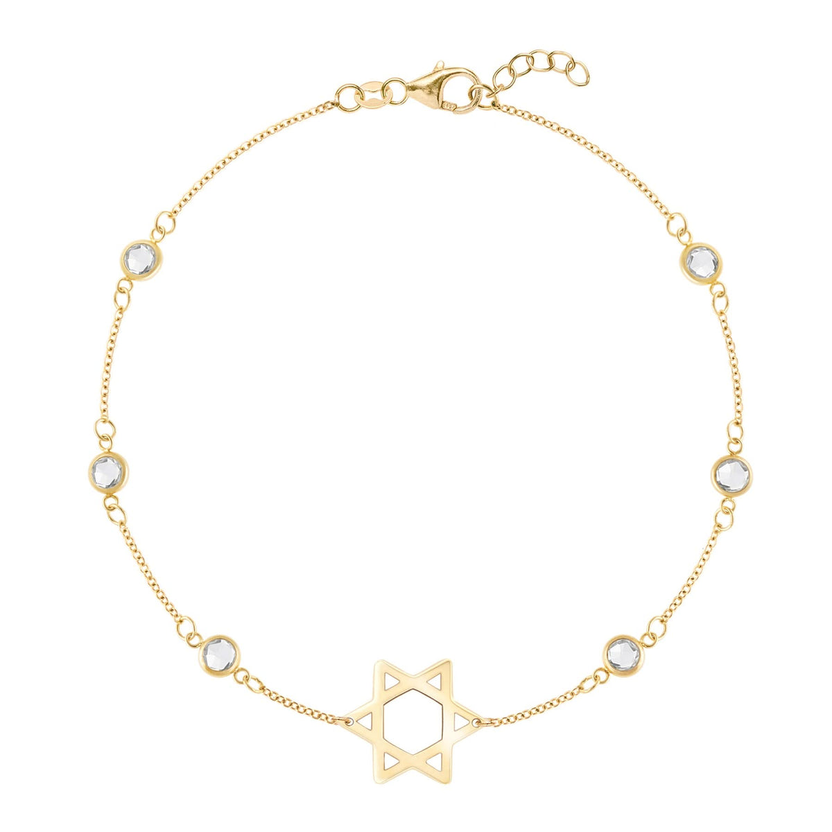 Bayberry White Topaz Star of David Bracelet in 14k Gold (April)