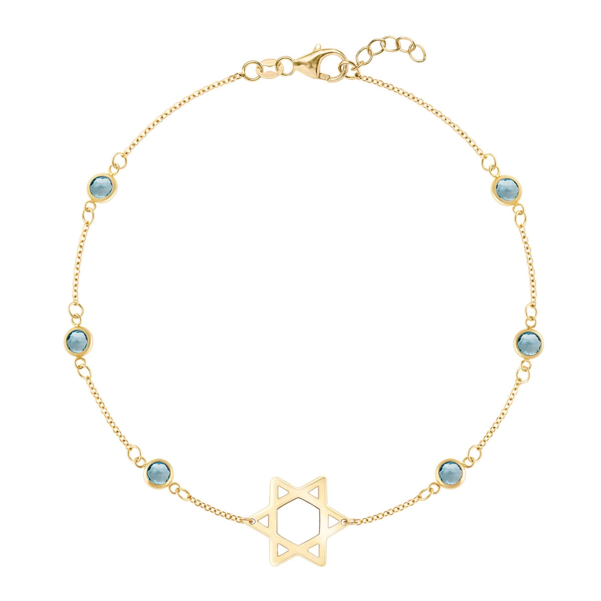Bayberry Nantucket Blue Topaz Star of David Bracelet in 14k Gold (December)