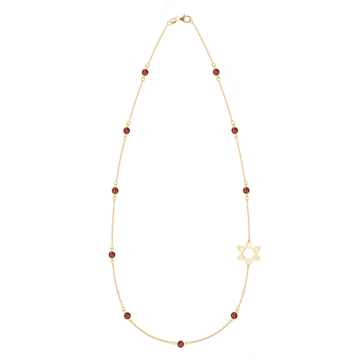 Bayberry Garnet Star of David Necklace in 14k Gold (January)