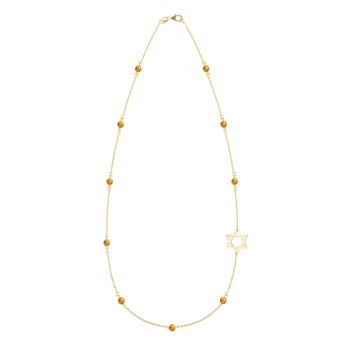 Bayberry Citrine Star of David Necklace in 14k Gold (November)