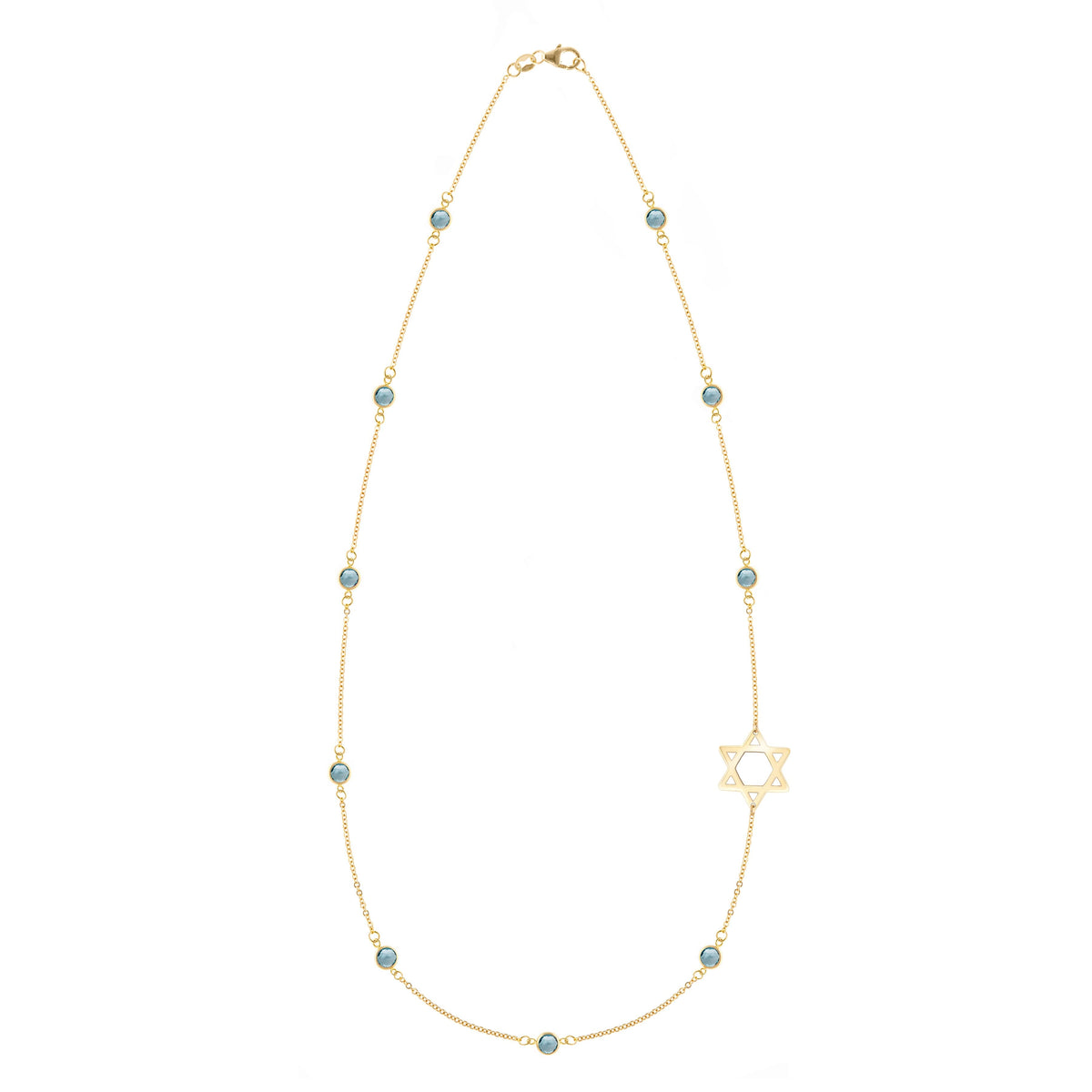 Bayberry Nantucket Blue Topaz Star of David Necklace in 14k Gold (December)