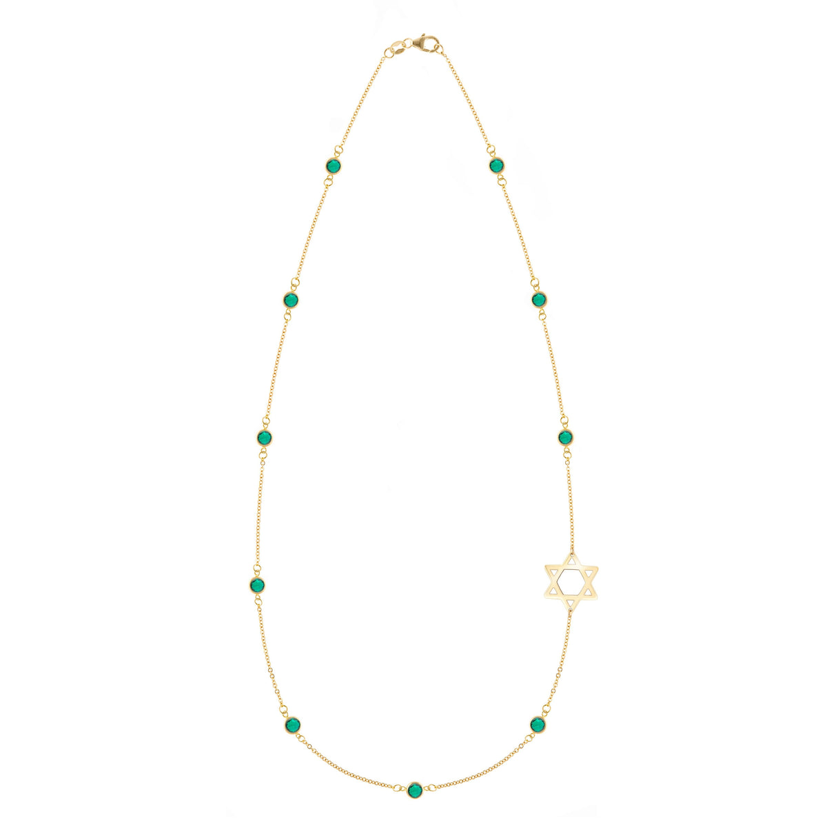 Bayberry Emerald Star of David Necklace in 14k Gold (May)
