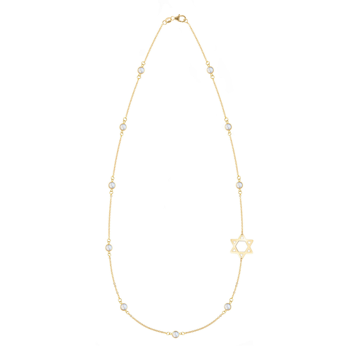 Bayberry Moonstone Star of David Necklace in 14k Gold (June)