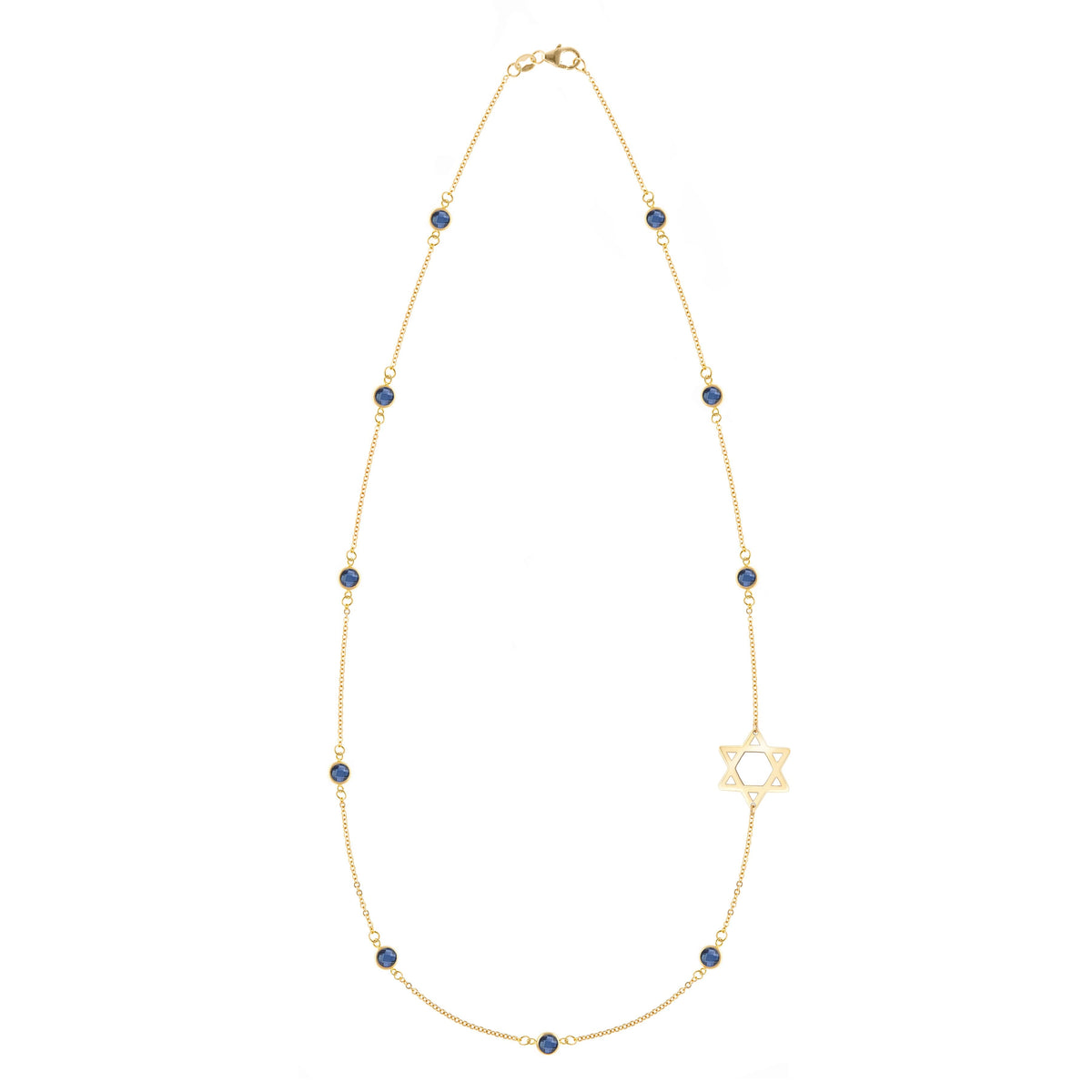 Bayberry Sapphire Star of David Necklace in 14k Gold (September)