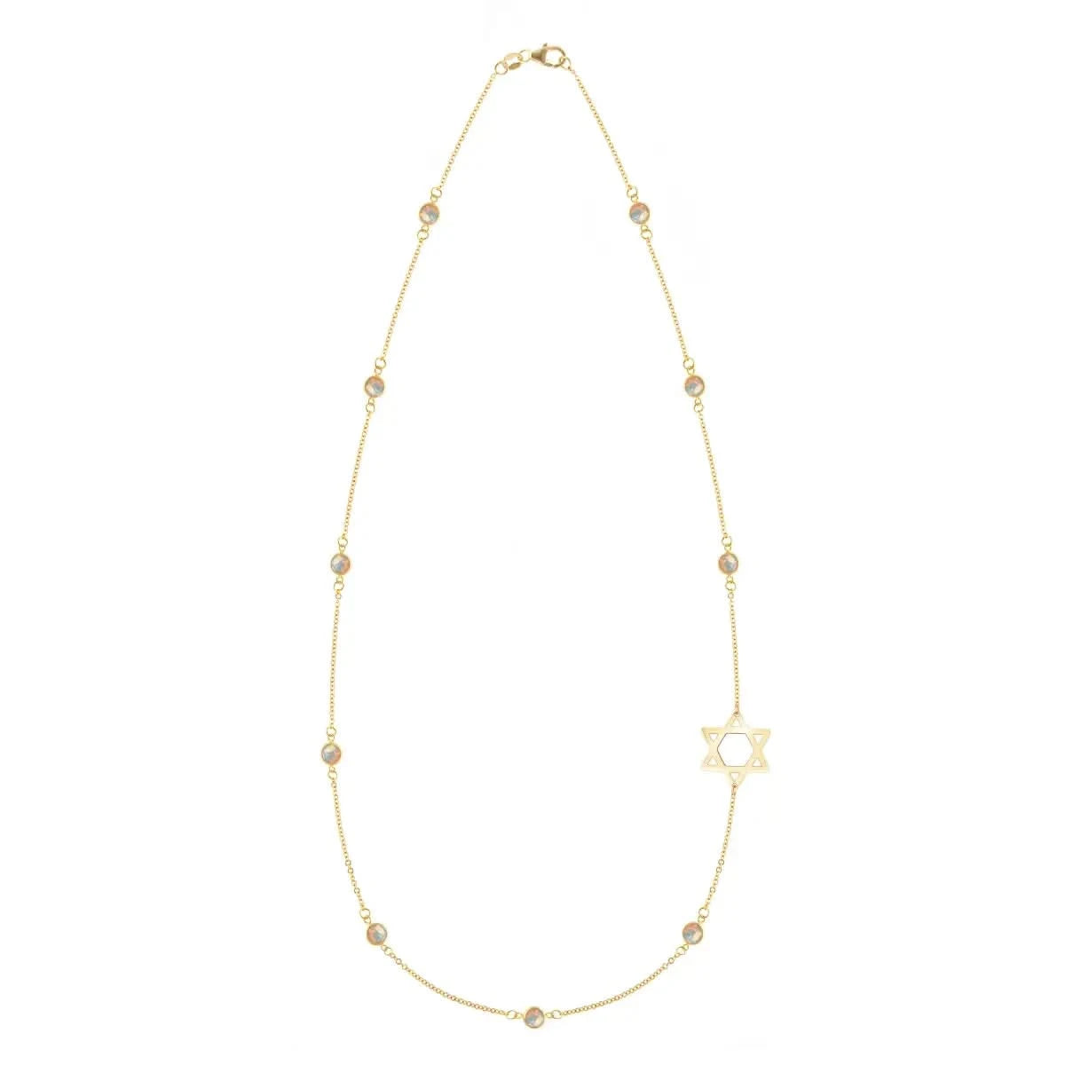 Bayberry Opal Star of David Necklace in 14k Gold (October)