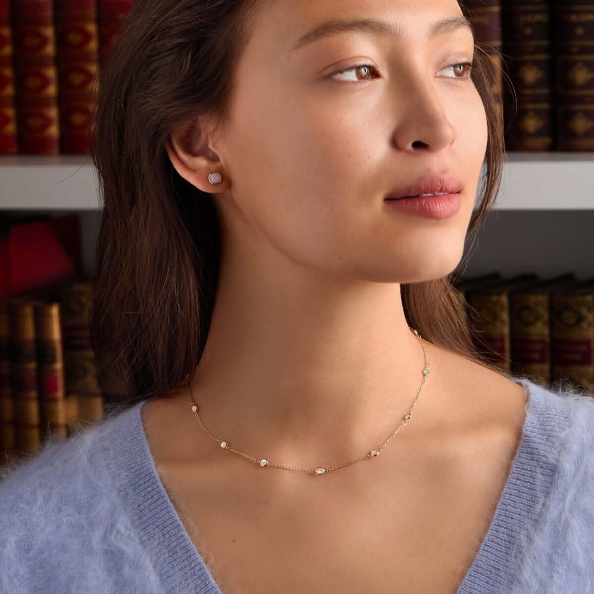 Bayberry 11 Opal Necklace in 14k Gold (October)