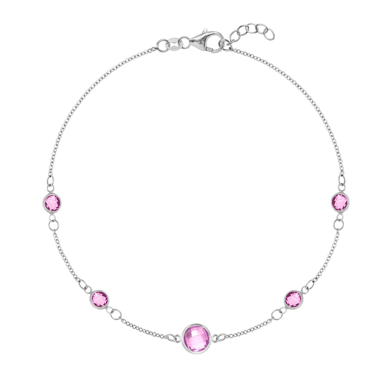 1 Grand & 4 Petite Pink Sapphire Bracelet in 14k Gold (October)