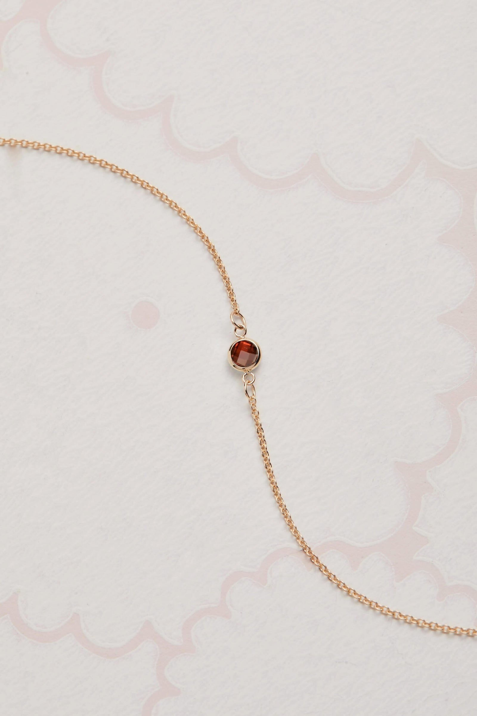 Petite 1 Garnet Necklace in 14k Gold (January)