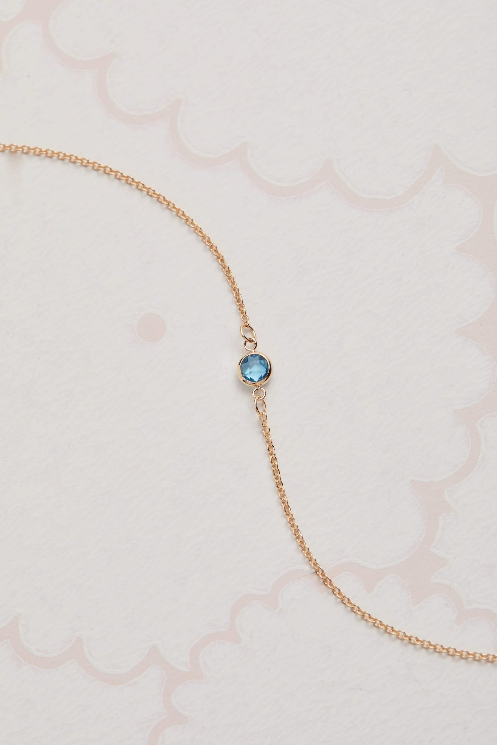 Petite 1 Nantucket Blue Topaz Necklace in 14k Gold (December)