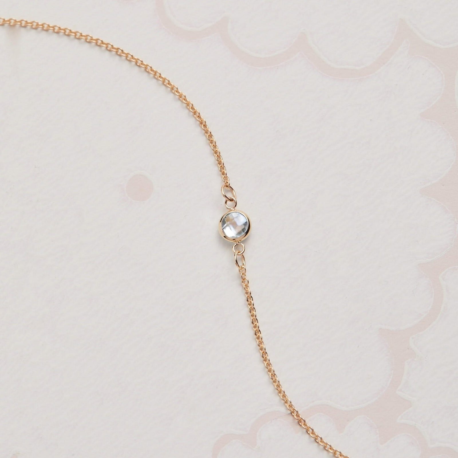 Petite 1 White Topaz Necklace in 14k Gold (April)