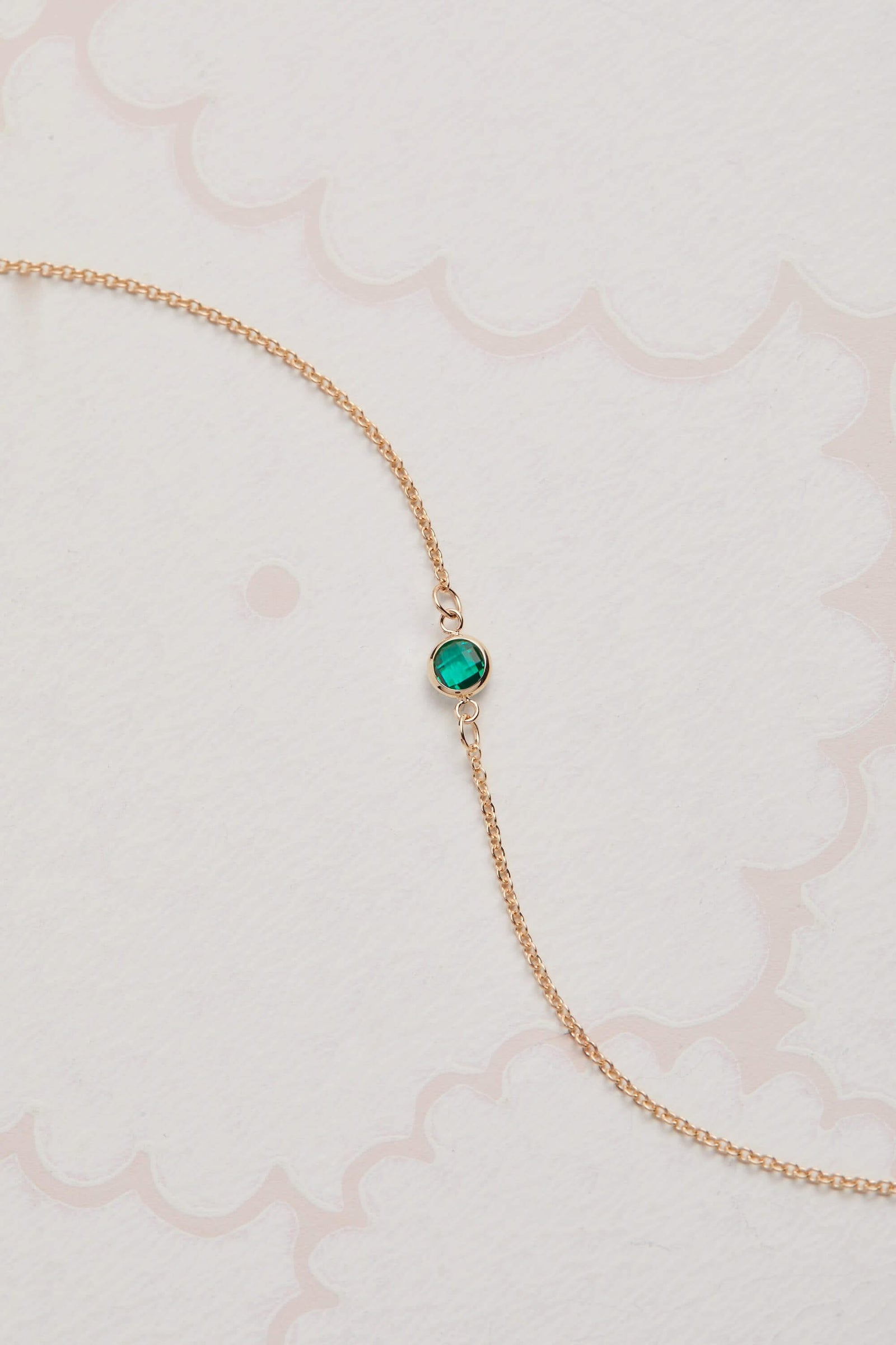Petite 1 Emerald Necklace in 14k Gold (May)